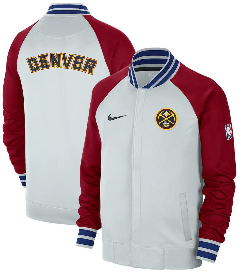 Men Denver Nuggets White Nike City Edition Full Zip Jacket 2023 NBA Jersey->miami heat->NBA Jersey